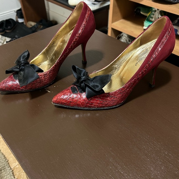 Dolce & Gabbana Shoes - Dolce & Gabbana Red Heels with Black Bow